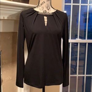 Liz Claiborne black blouse with beading